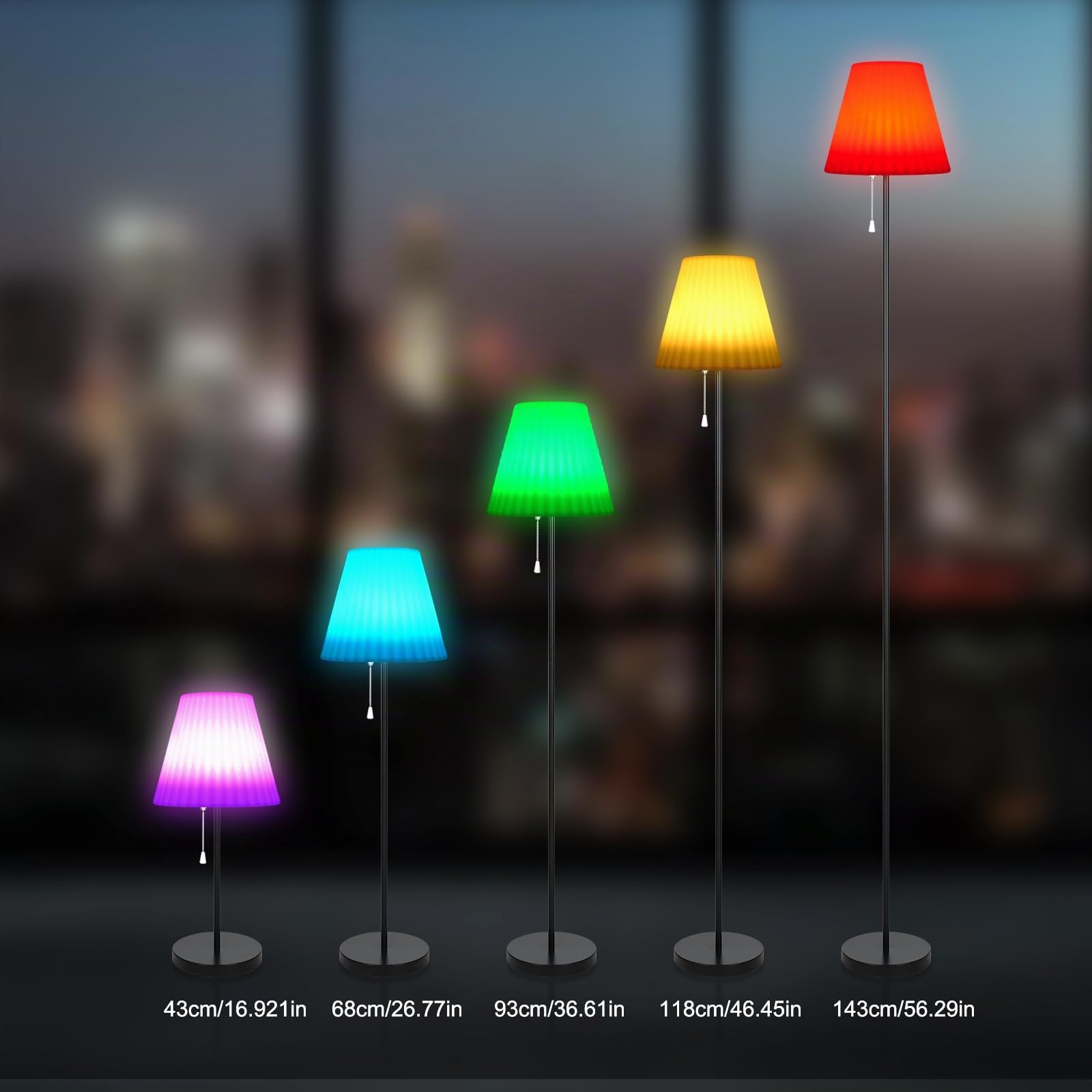 Lixada Lampada da terra solare per esterni, dimmerabile, con sensore di luce, luce bianca calda e RGB, impermeabile IP65, ricaricabile USB, lampada da terra a batteria per interni ed esterni, ideale