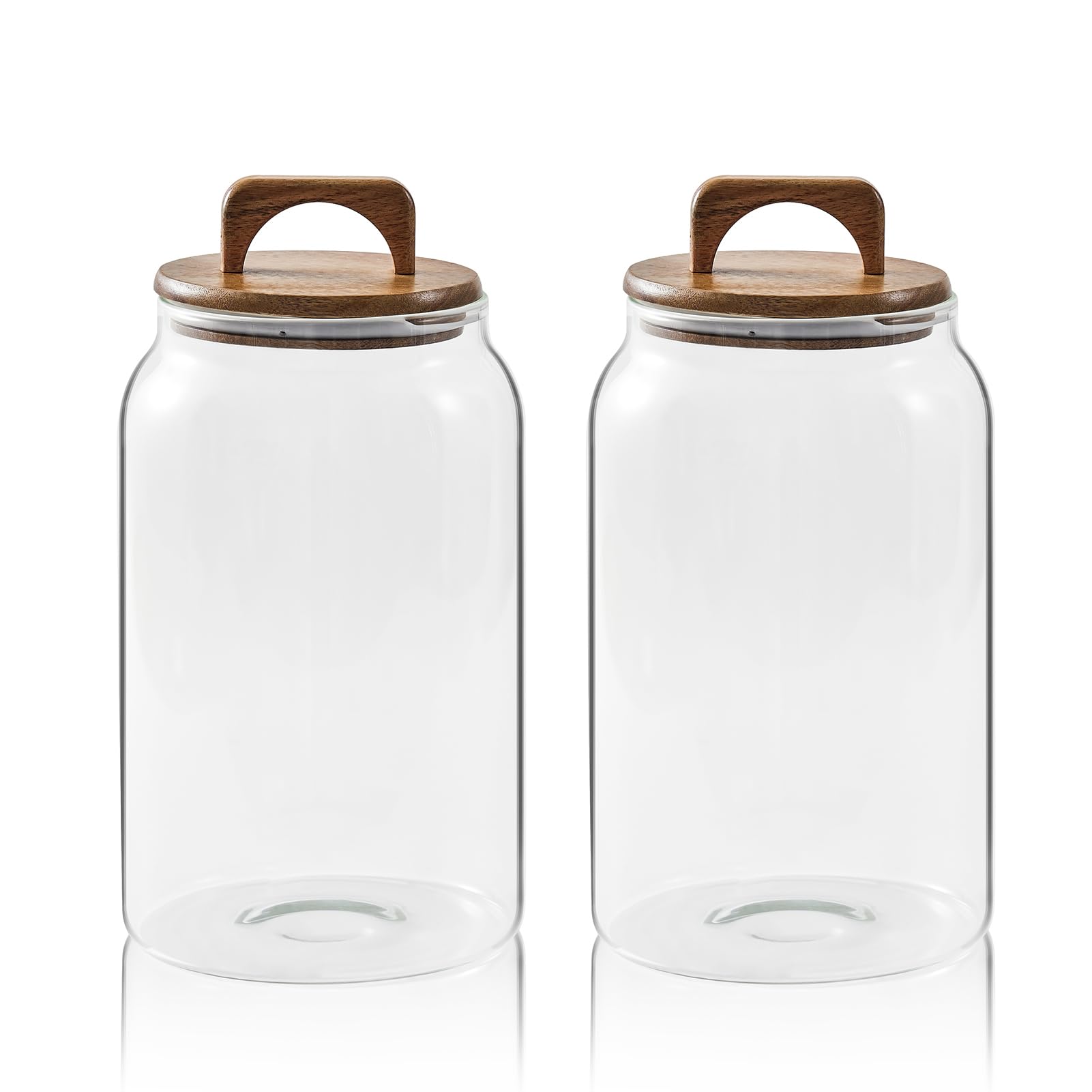Sweejar Large Glass Candy Jars with Wooden Lids, 1 Gallon Glass Jar with Lid, Sugar/Flour Storage Containers, Big Glass Canisters with Airtight Lid, 2