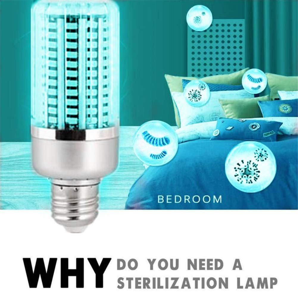 40W UV Esterilizador Lámpara, filtro de 130 granos de la lámpara LED E27 Bombillas maíz portátil lámparas ultravioleta UVC accesorio ligero de aire para el hogar Animales,Lamp + Remote Control