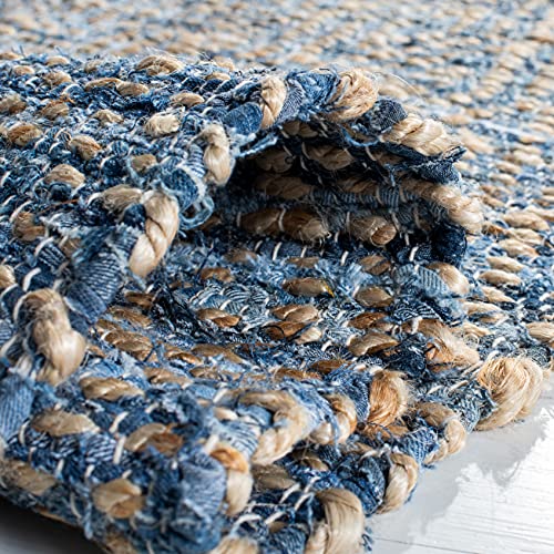 SAFAVIEH Cape Cod Collection Area Rug - 6' x 9', Natural & Blue, Handmade Flat Weave Coastal Braided Jute, Ideal for High Traffic Areas in Living Room, Bedroom (CAP351A) - Image 6