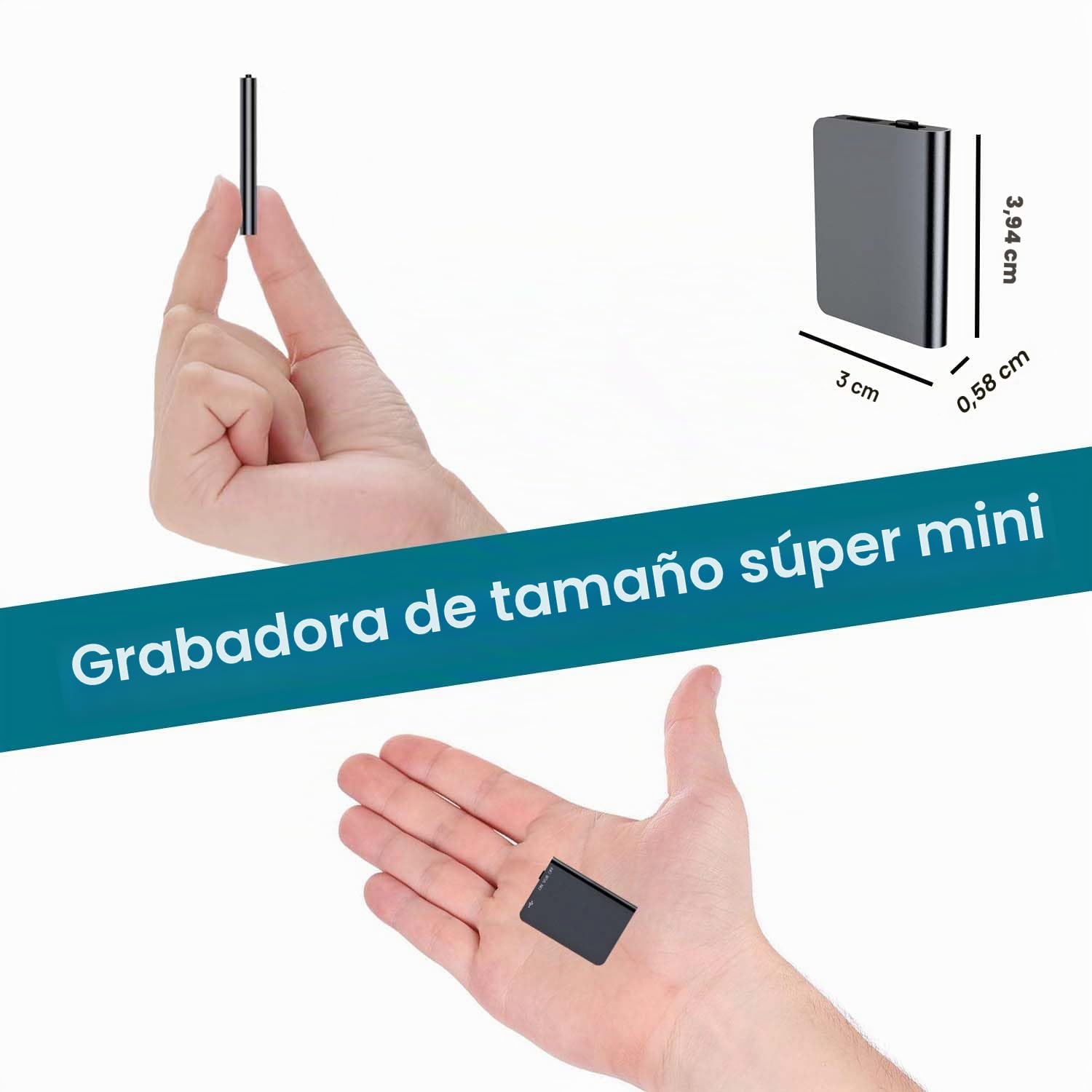 Grabadora de voz de 16 GB, mini grabadora de voz con activación de voz, grabadora de voz recargable por USB, para reuniones, entrevistas, lecciones
