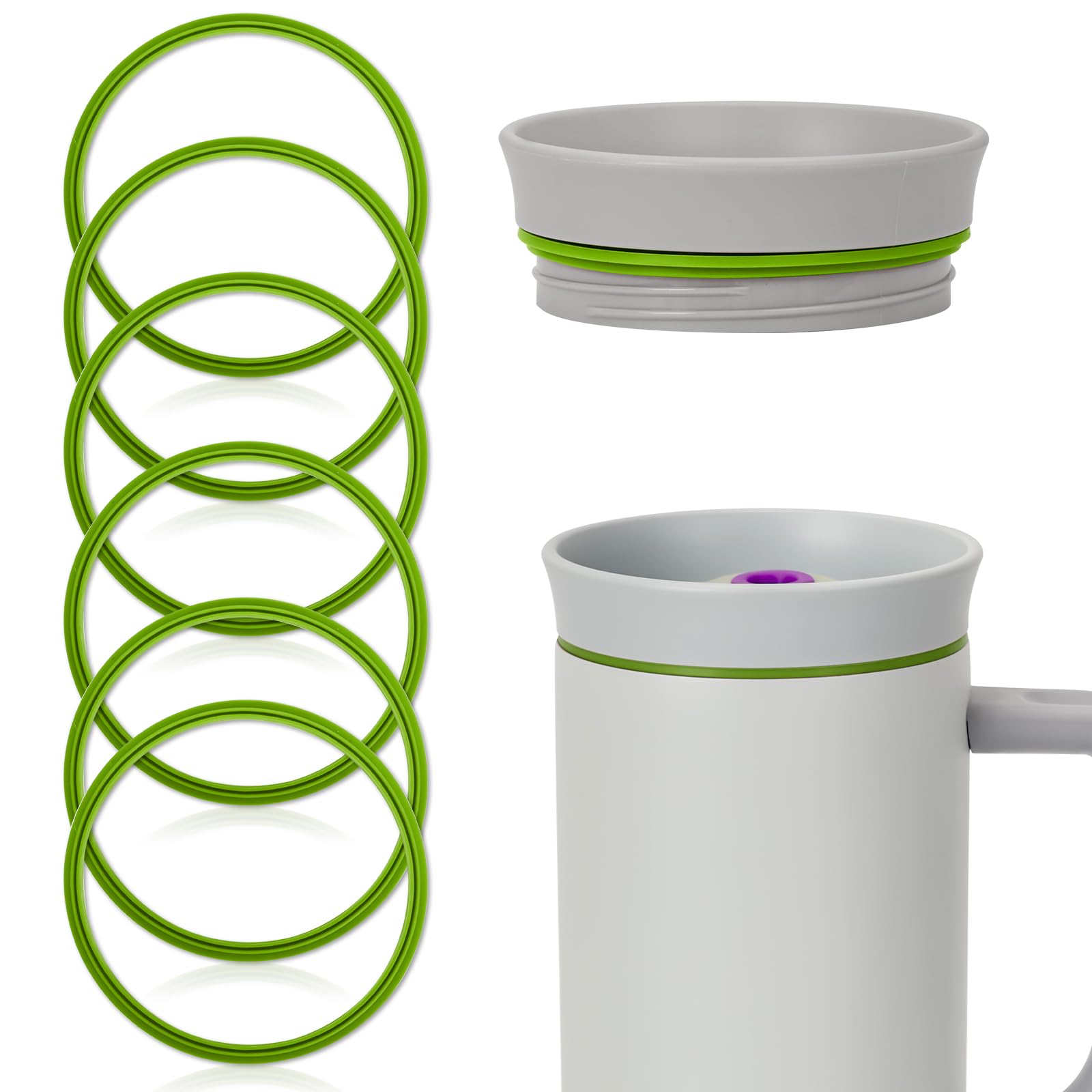 LUMIMITUAN 6pcs Gasket Replacement for Owala 40oz Tumbler, Rubber Lid Seal Ring Water Bottle Accessories Replacement Part Compatible with Owala 40oz Stainless Steel Cup (Green) โ image 1