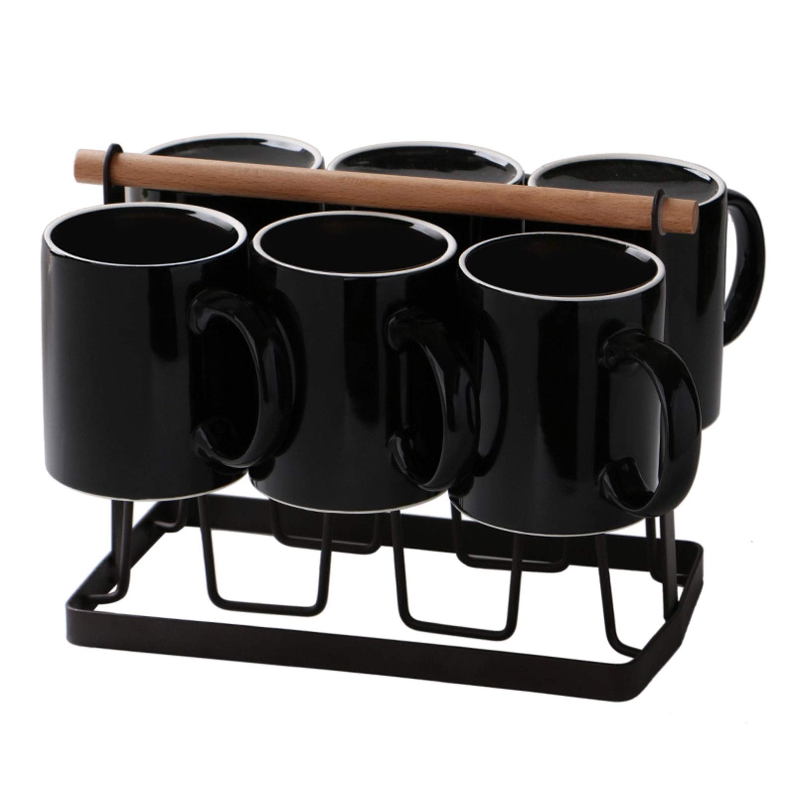 Coffee Cups أكواب السيراميك المنزلية أكواب القهوة في غرفة المعيشة مع رفوف حزب شرب أكواب أكواب الحليب شخصية، ومناسبة جدا للتجمعات متعددة الشخص Coffee Mug (Color : Black)