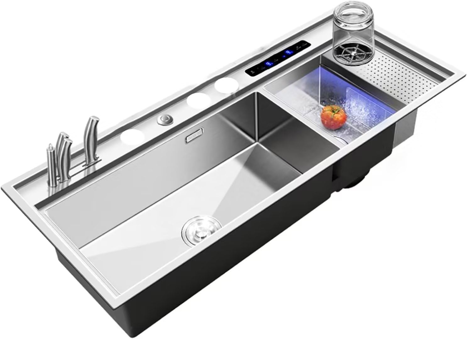 Aioneer Undermount Large Kitchen Sink 45.6×18.8"/116×48Cm, With Purification Area, Pressurized Cup Washer, Stainless Steel Sink Set