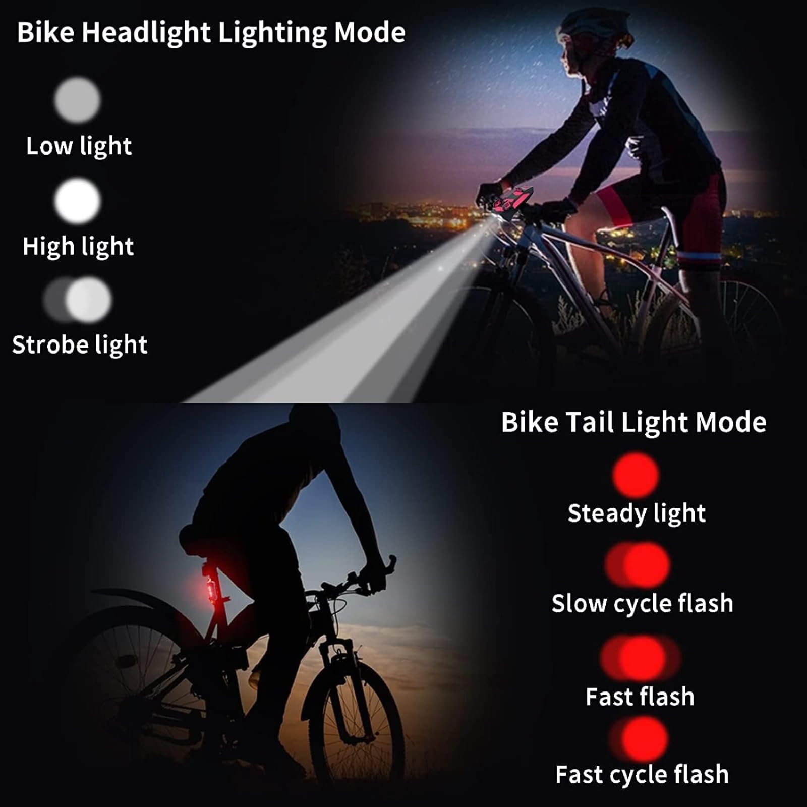 Set di luci per bici a LED con supporto per telefono ricaricabile, luce per bici da 4000 mAh con Power Bank con campanello e luce posteriore, torcia per bicicletta, escursionismo, campeggio, all mount