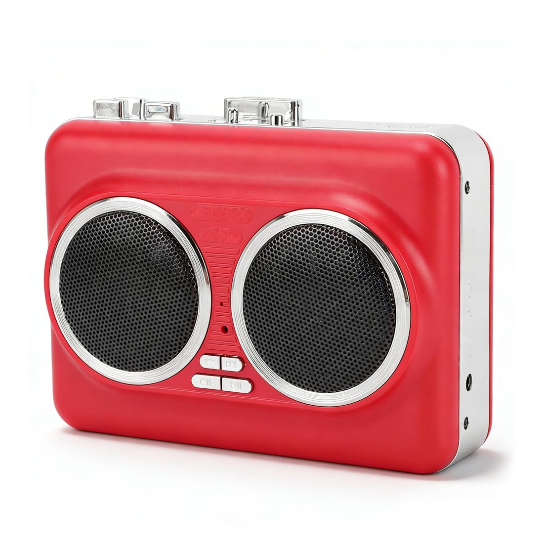 Retro Cassette Player &amp; USB MP3 Converter, with Big Speaker, Fast Forward/Auto Rewind, AUX Input (Red)