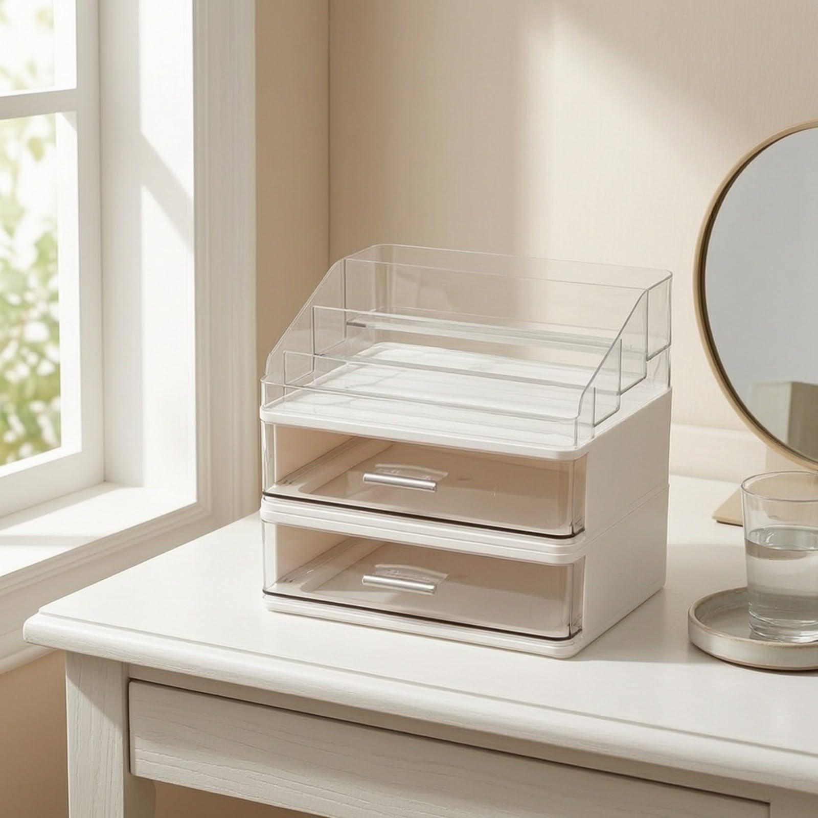 Cosmetici con Vassoio Divisorio in Plastica penne da Scrivania Elegante Organizer per Bagno, 1 Livello