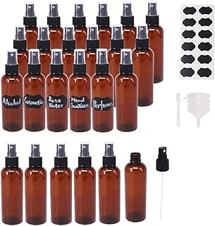 BPFY 24 Pack 2oz Amber Plastic Spray Bottles For Essential Oils, Perfumes, Cosmetics, Hand Sanitizers, Alcohol, Fine Mist Spray Bottle, Mini Travel Bottle, Small Refillable Liquid Containers