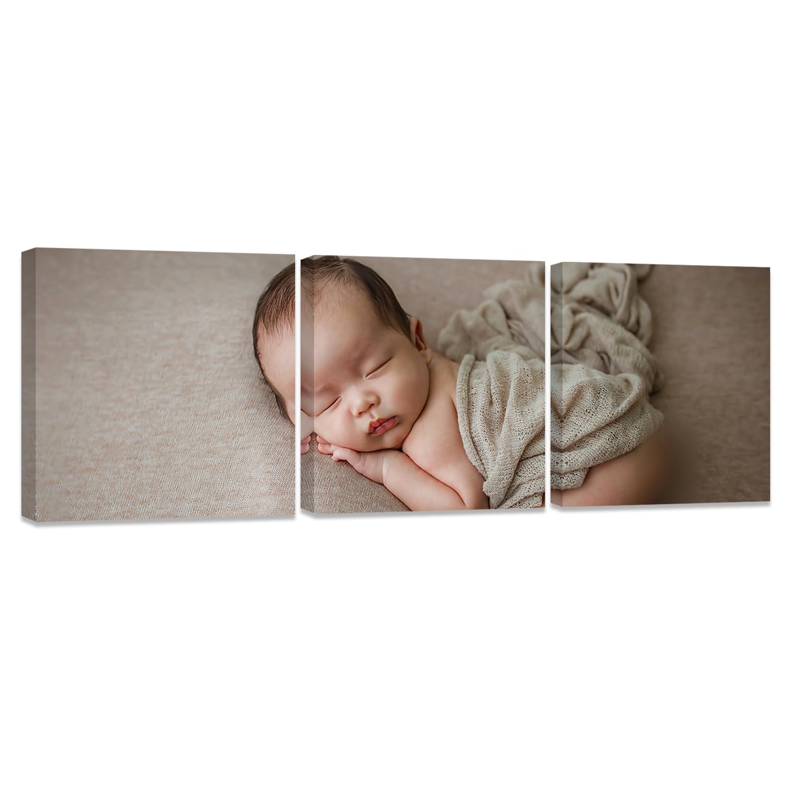 ZXHYWYM Personalized Picture Canvas Print with Your Photo Custom Wall Art Set of 3 Upload Family Baby Wedding Image to Canvas Framed for Home Decor (1 Photo, (50x50cmx3)) — image 1