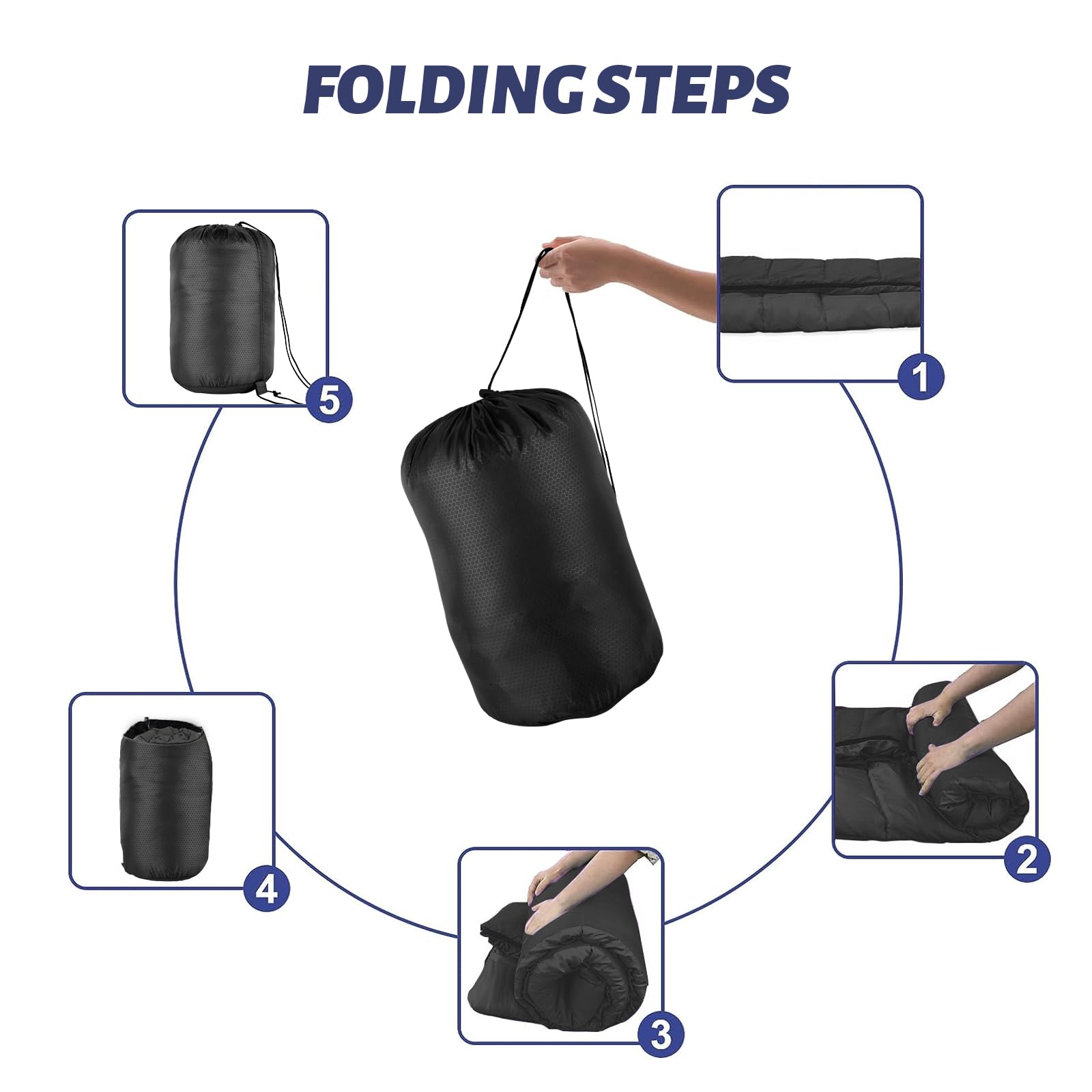 Tiazhan Saco de Dormir, Saco de Dormir Ultraligero para una Sola Persona de 4 Estaciones para Adultos y Niños, Saco de Dormir Cálido e Impermeable, Elementos Esenciales - 220 x 80 CM - Negro