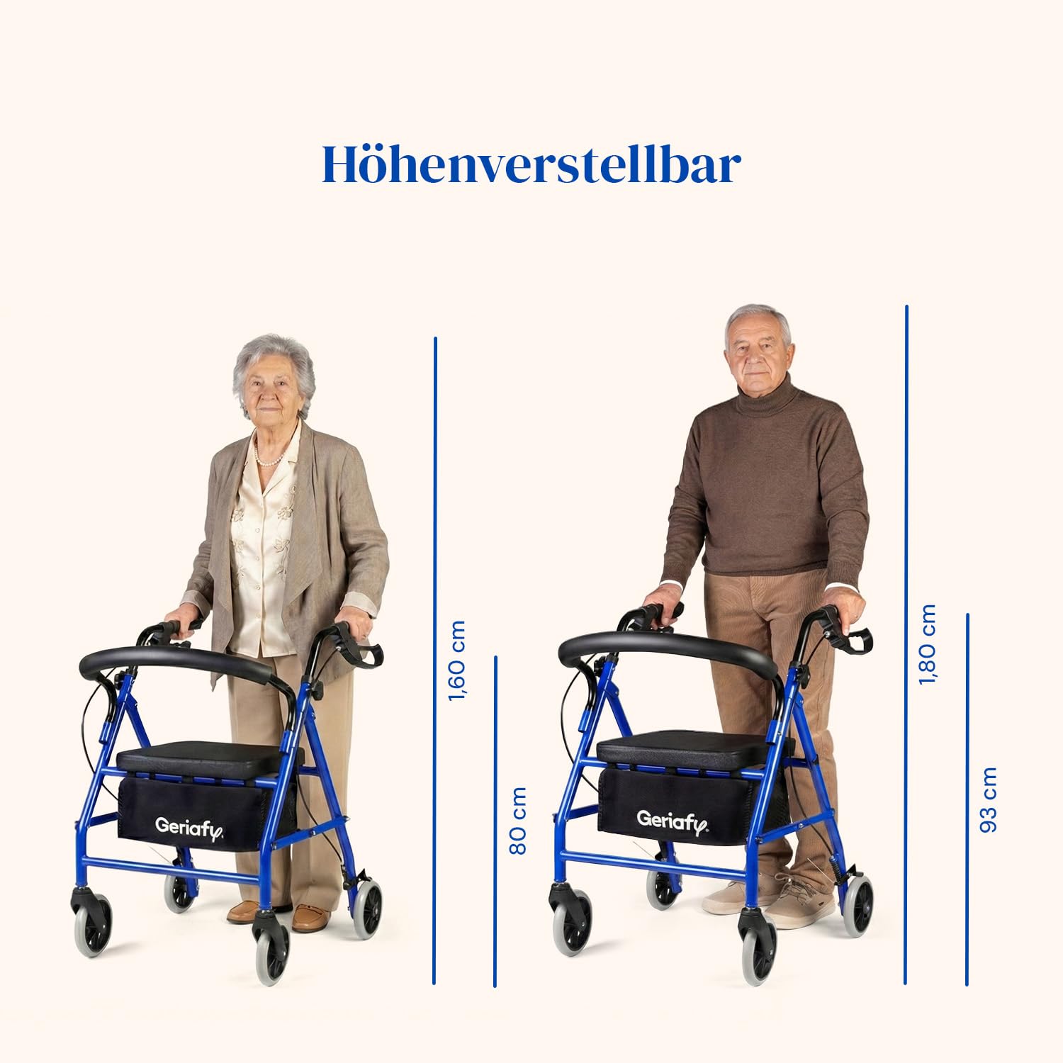 Geriafy - Rollator für Senioren und Erwachsene | Leichtgewicht, Faltbar & Höhenverstellbar | Gehhilfe mit Sitz, Bremsen & Korb | Belastbar bis 136 kg