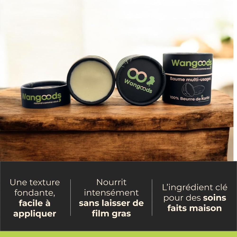 Zestaw 3 naturalnych balsamów wielofunkcyjnych - 100% czystego masła shea - intensywne nawilżenie i naprawa - 50 g na jednostkę - pielęgnacja ciała, włosów i ust - Wangoods