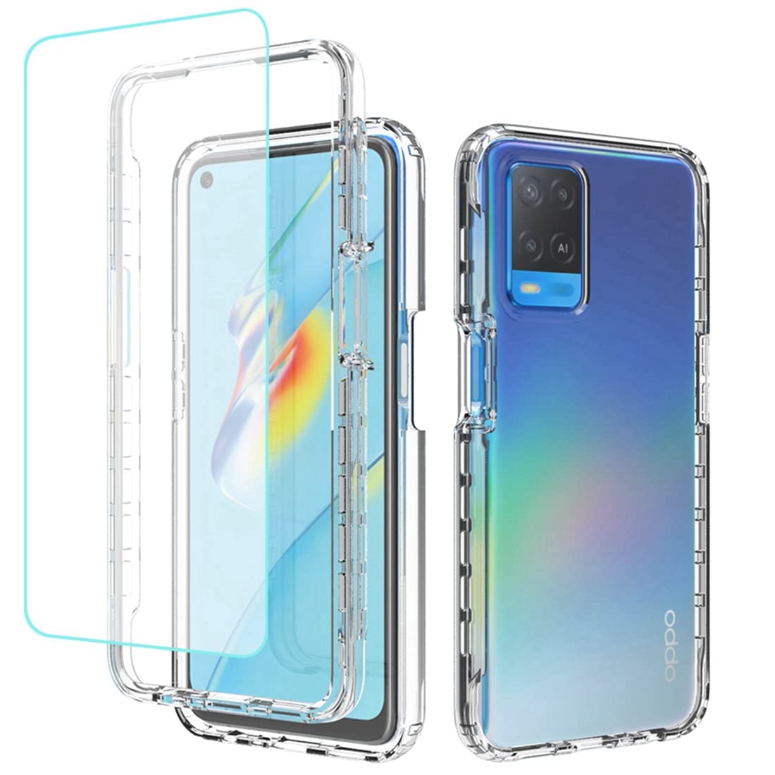 Cover per OPPO A16, Custodia 2in1 Dual Layer Ibrida [360°] Full Body Antiurto Protettiva [Silicone TPU Fronte] e [Rigida Plastica Back] caso per OPPO A16 / OPPO A54s / OPPO A16S