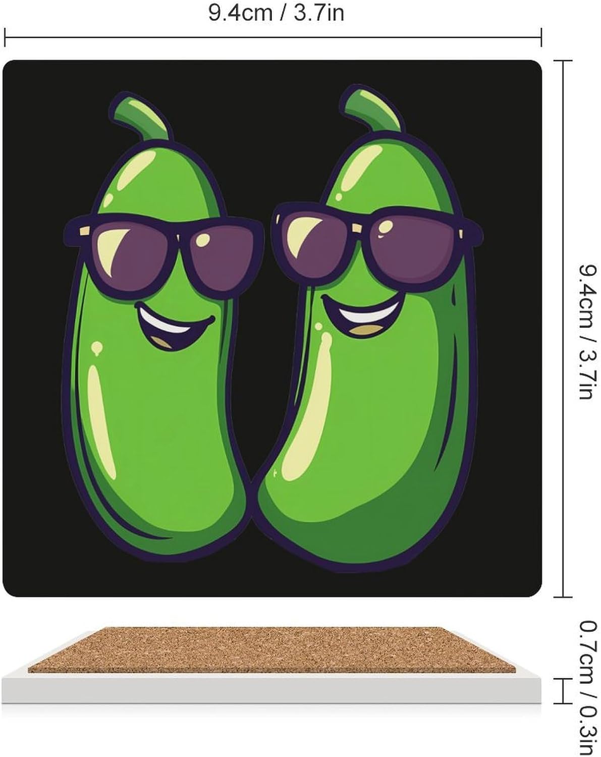 Zucchini-Courgettes Ceramic Coasters Square Drinks Coaster Coffee Table Decor Table Coaster for Home Bar