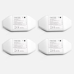 Interruptores Conmutados Wifi Meross Interruptor Universal Inteligente, 10A DIY Interruptor Inteligente compatible con Alexa, Google Home y SmartThings, Interruptor WiFi con Control de Voz, Control Remoto y Función de Tiempo, 4PCS
