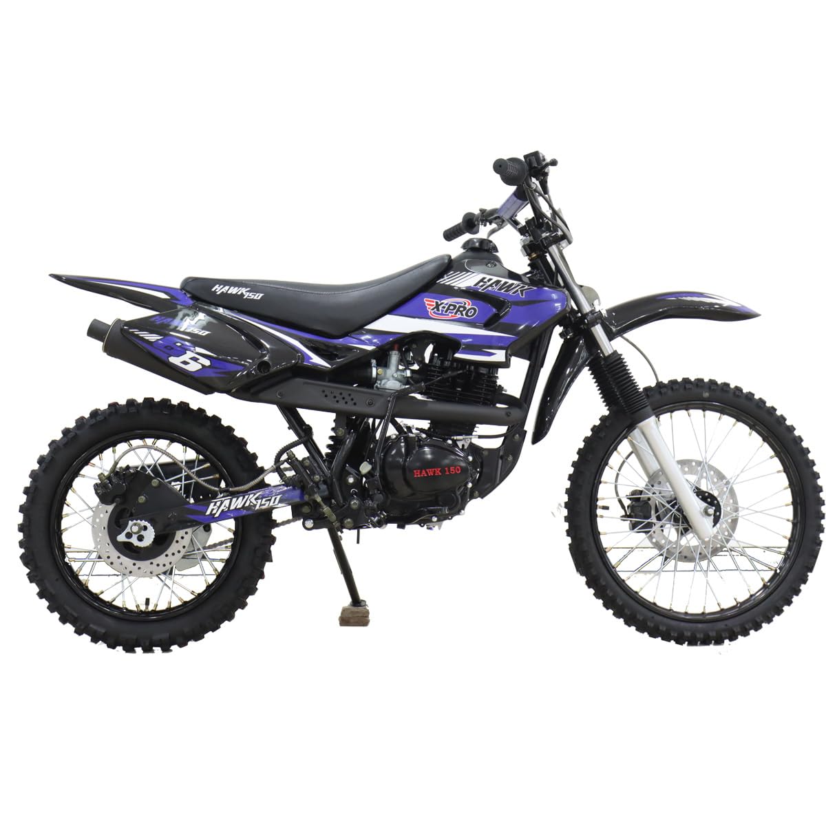 X-PRO Hawk 150cc 5-Speed Manual Transmission Dirt Bike with Kick Start! Big 19"/16" Wheels!