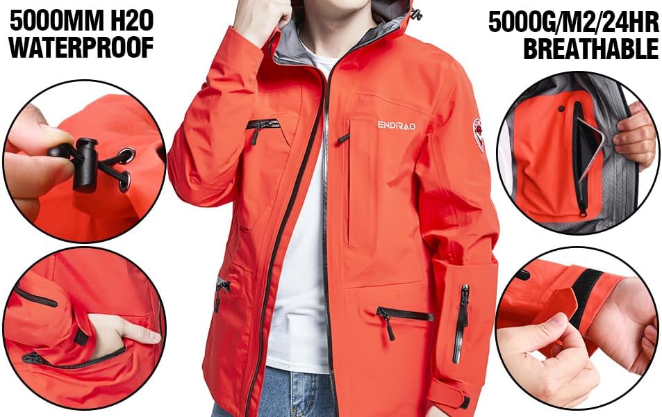 Women Waterproof Hooded Rain Jacket, Windbreaker Lightweight Breathable Packable Raincoat for Outdoor, Camping, Hiking - Image 2