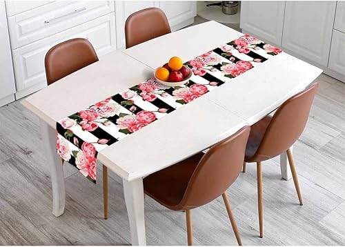 Miniatura 23 de HOSNYE Camino de mesa con flores amarillas de frutas de limón, camino de mesa de lino y algodón para decoración de cocina, mesa familiar, mesa