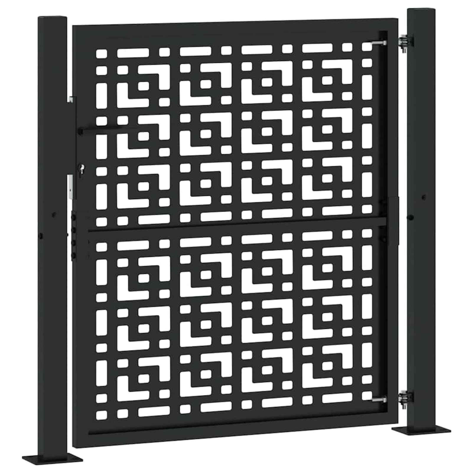 Stahl Gartentor mit Schließsystem, schwarz, 110x106cm, für Terrassen und Einfahrten - Stabiles und Elegantes Design