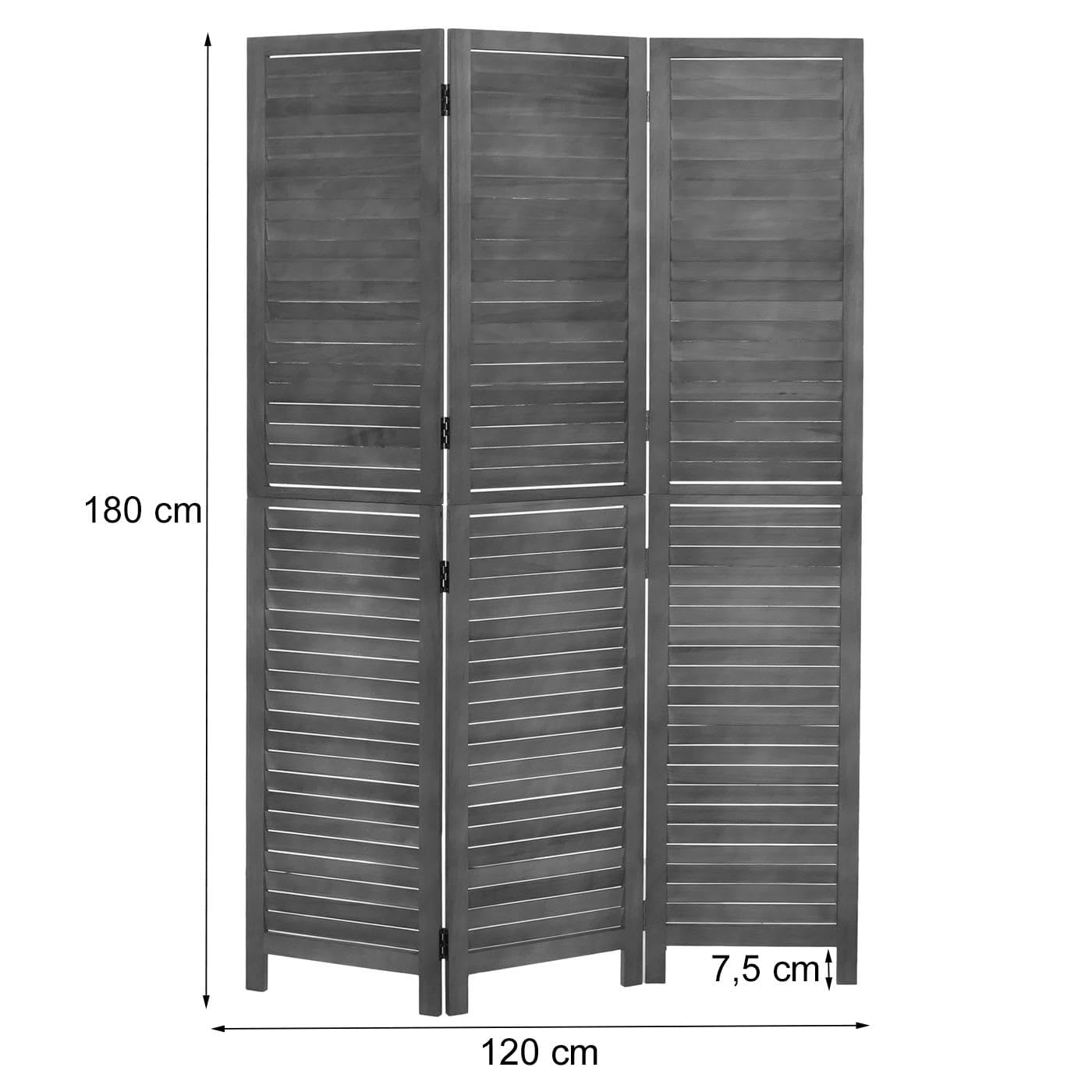 Mendler Paravent HWC-C30b 180x120cm - schwarz