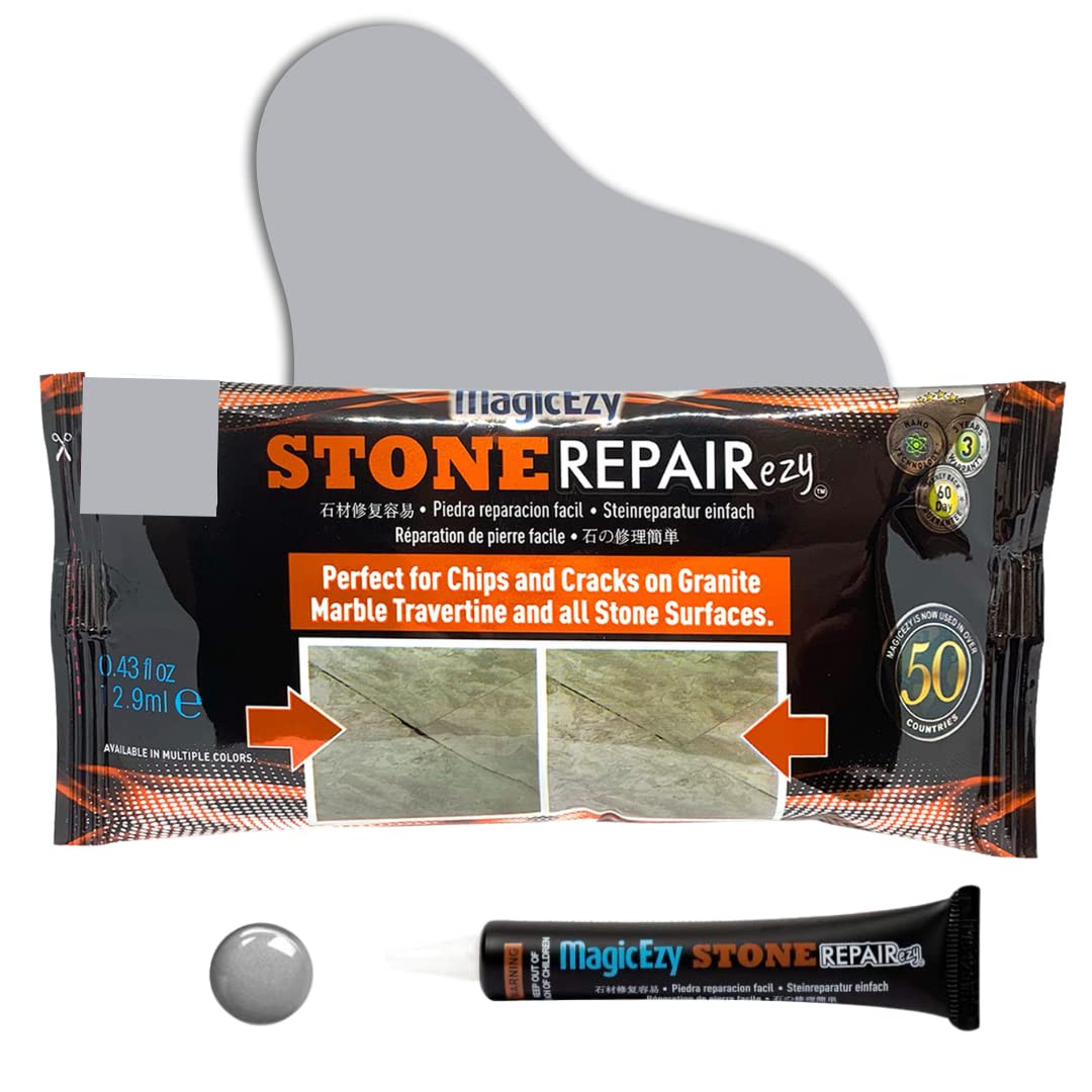 Stone RepairEzy (Light Gray): Marble, Granite and Travertine Chipped Countertop and Tile Repair Kit - Super Strong