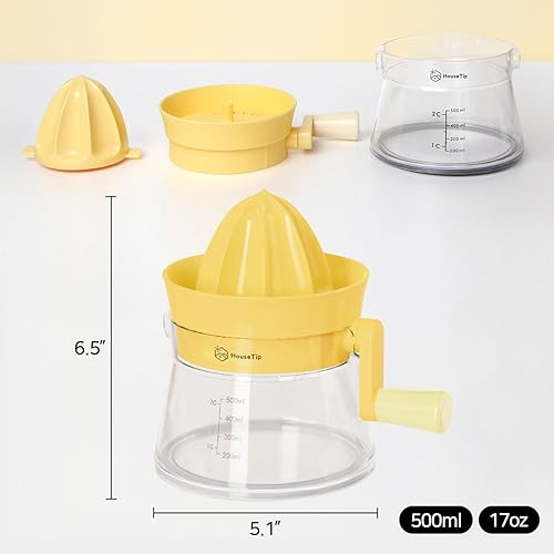 Miniatura 2 de Exprimidor manual de cítricos giratorio de 2 vías, exprimidor de plástico de gran capacidad de 16.9 fl oz17 onzas para limón, lima y naranja,