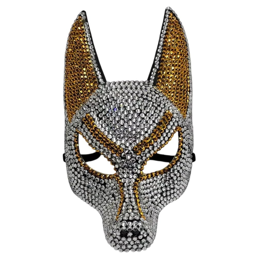 Brxmpn Sparkling Anubis Mask Egyptian God of Death Mask Rhinestone Masquerade Mask for Halloween Parties and Performance