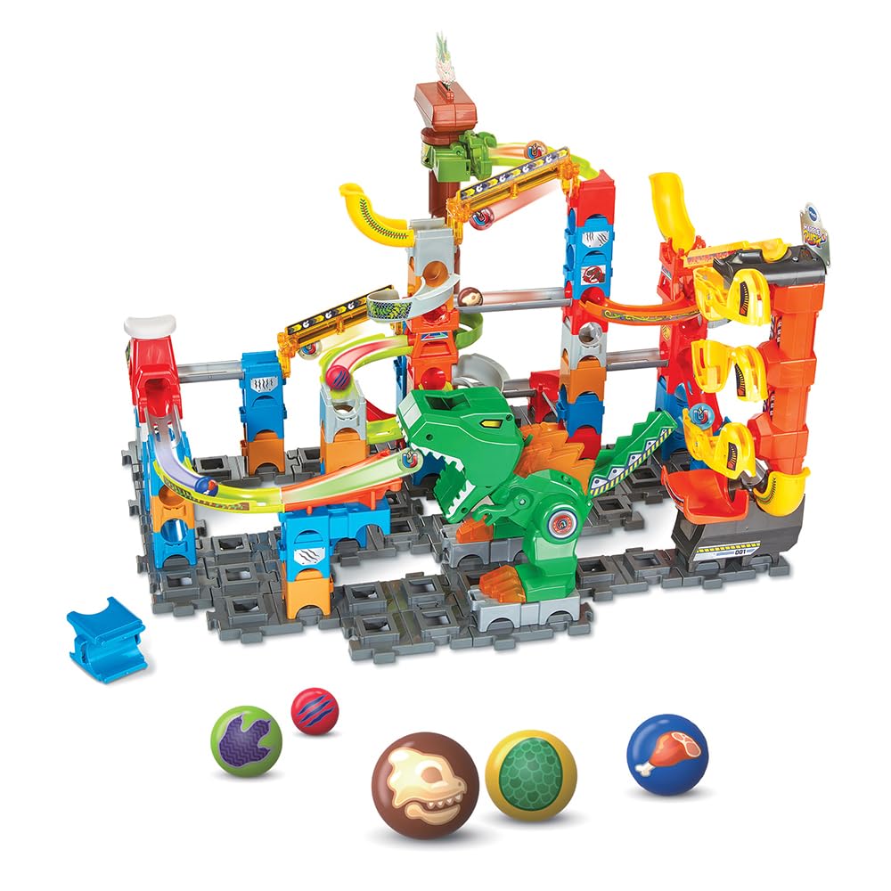 VTech – Juego de construcción magnética Dinosaurio, 100 Unidades, 10 Bolas, Regalo para niños a Partir de 4 años – Contenido en francés
