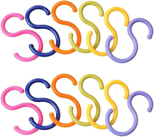 esowemsn Ganchos colgantes de plástico de colores en forma de S, 12 unidades, para camisa, toalla, vestido, ropa, accesorios de cocina para el hogar