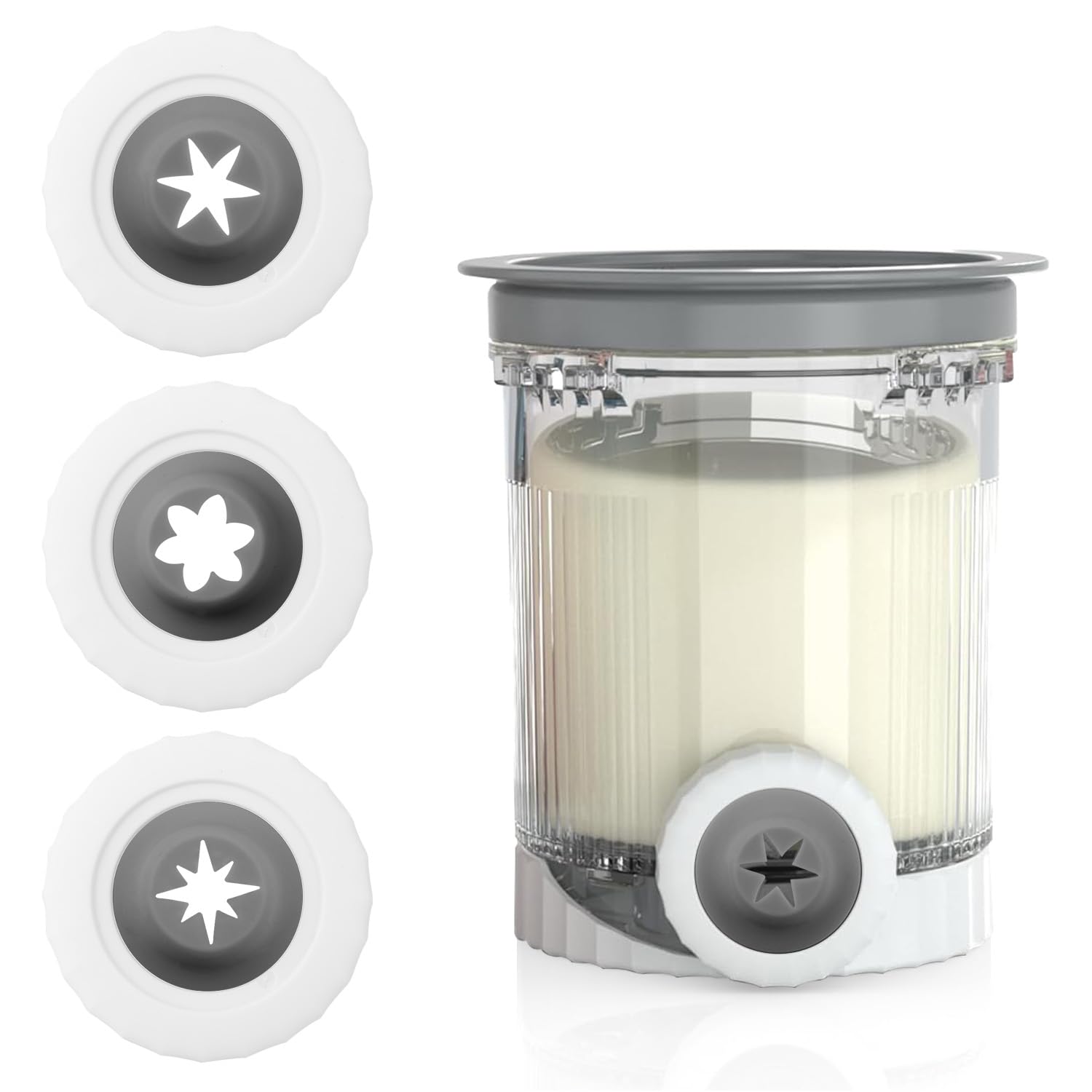 3pz Beccucci Gelato per Ninja CREAMI, con 3 Elementi di Fissaggio Ugelli di Ricambio Senza BPA per Ninja Swirl NC700 NC701 Series (Grigio)