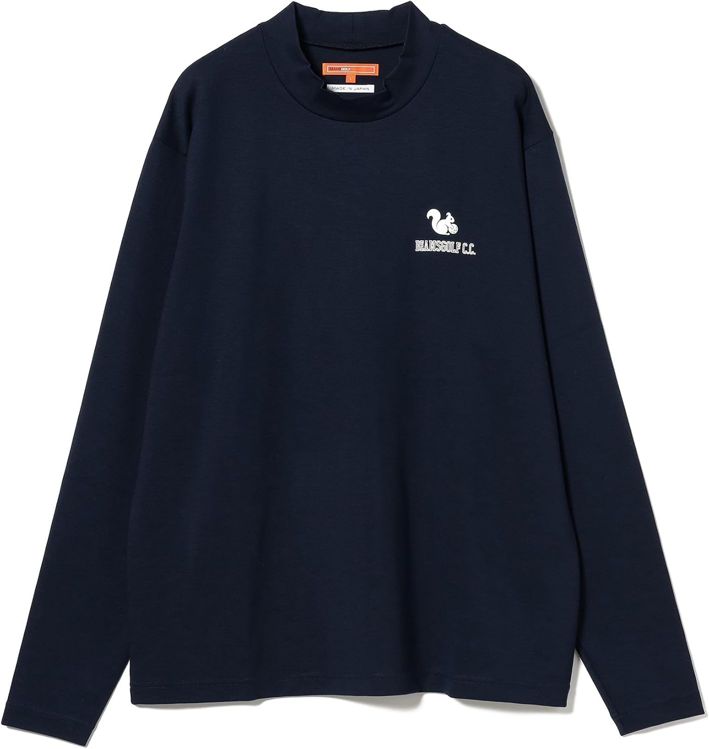 ビームスゴルフ タートルネック 長袖シャツ レイヤードロゴ ブラック L