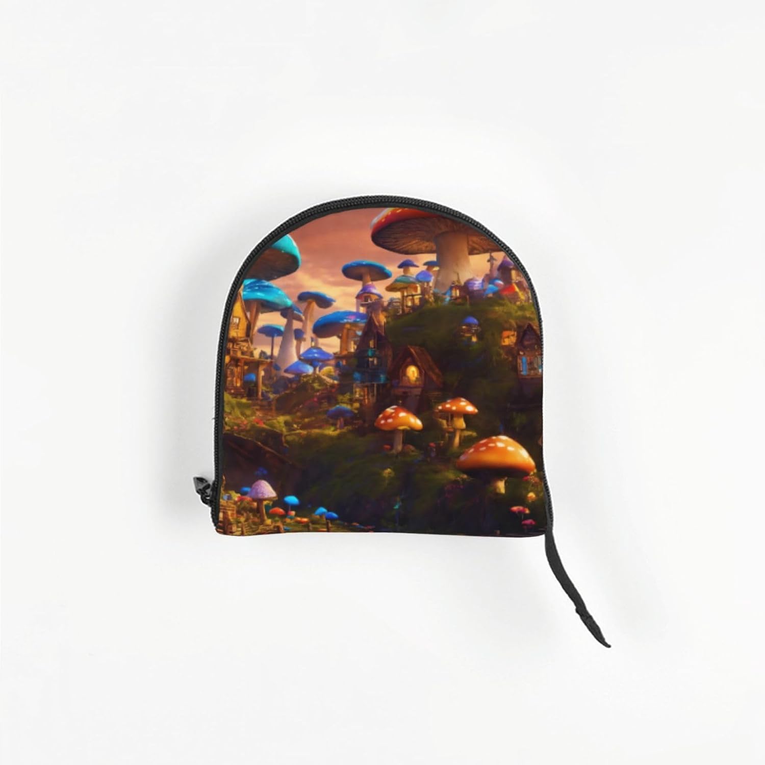 Magic Mushroom Print Portable Foldable Shoulder Bag for Travel,with Collar Hook and Handle Pad,Cute Stylish Design