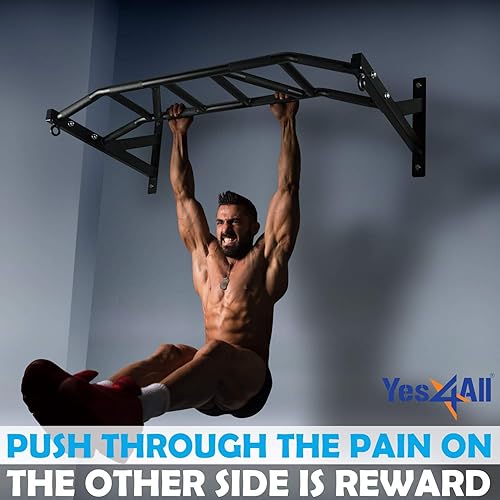 Miniatura 5 de Yes4All Barra de Dominadas de Servicio Pesado para Montaje en Pared – Barra de Dominadas Multi-Agarre para Montaje en Techo / Barra de Dominadas A.