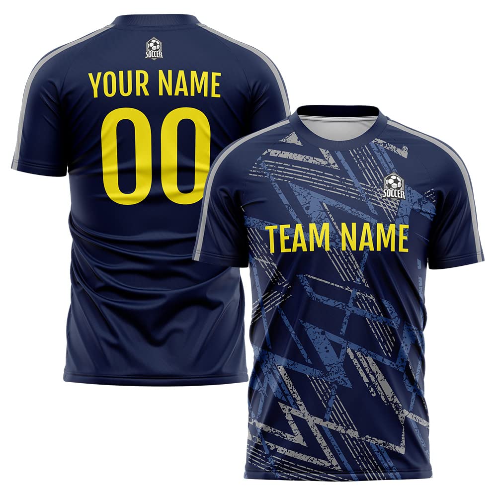 Custom Soccer Jersey Kids Adults Personalized Soccer T-Shirts with Team Name Number Logo (Style 6-Navy)