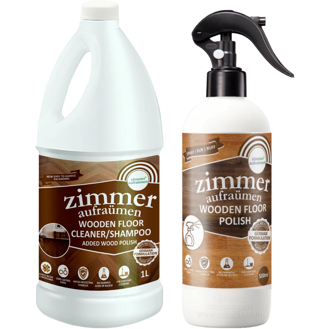 Zimmer Aufraumen Wooden/Wood Floor Cleaner (Concentrated) - 900 ML (Orchid) & Wood Polish Spray - 450 ml (B09C2QW9V8) Amazon Price History, Amazon Price Tracker