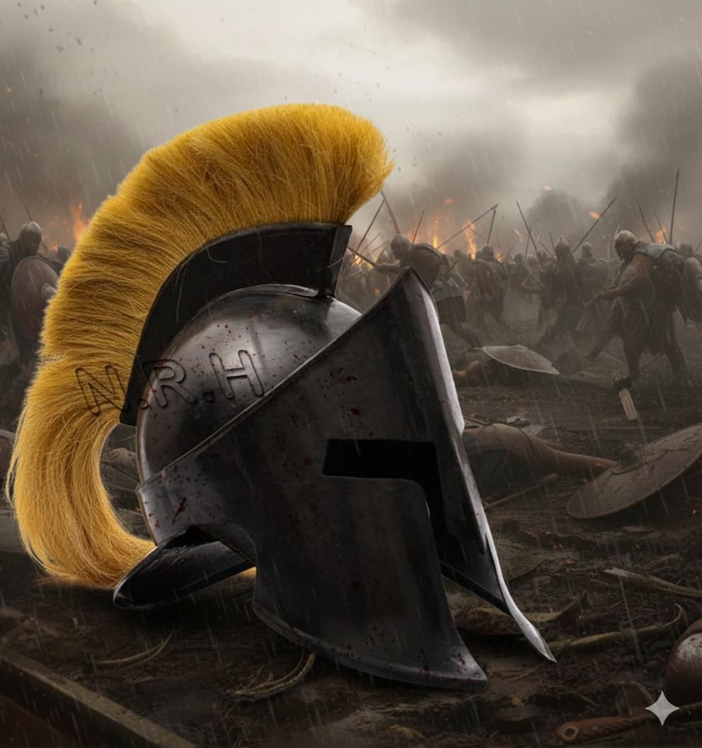 Nautical Replica Hub Griechischer Spartaner-Helm, schwarzes Finish mit gelber Feder für LARP, Cosplay, Renaissance-Messen, Halloween und historische Nachstellungen