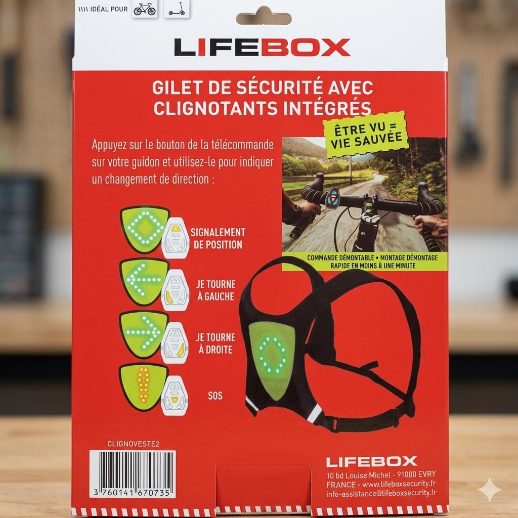 Lifebox LBXCLIGNOVESTE2 - Kamizelka ostrzegawcza z pilotem zdalnego sterowania