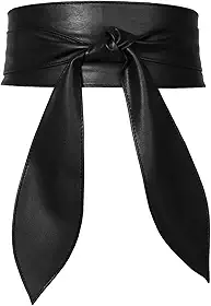 Cinto feminino Obi Couro PU Cintura Larga Cinto Envolvente Cinto Laço Nó Cinta Cinta Espartilho Faixa de Cintura para Vestido - Preto, Preto, Tamanho Único