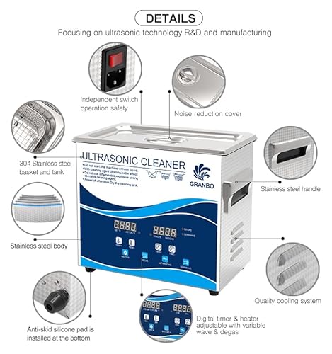 Granbo GW0203 Ultrasonic Cleaner 3.2L 120W Jewelry Cleaner Ultrasonic Machine 40Khz thumb #7
