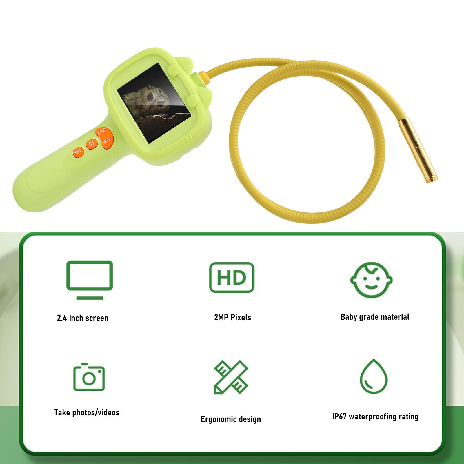 Annadue Periscopio per Bambini, Schermo da 2,4 Pollici Fotocamera Snake da 2 MP HD con Tubo Flessibile Leggero, Giocattolo Educativo Scientifico per Esplorazione all'aperto di Ragazze dei Ragazzi
