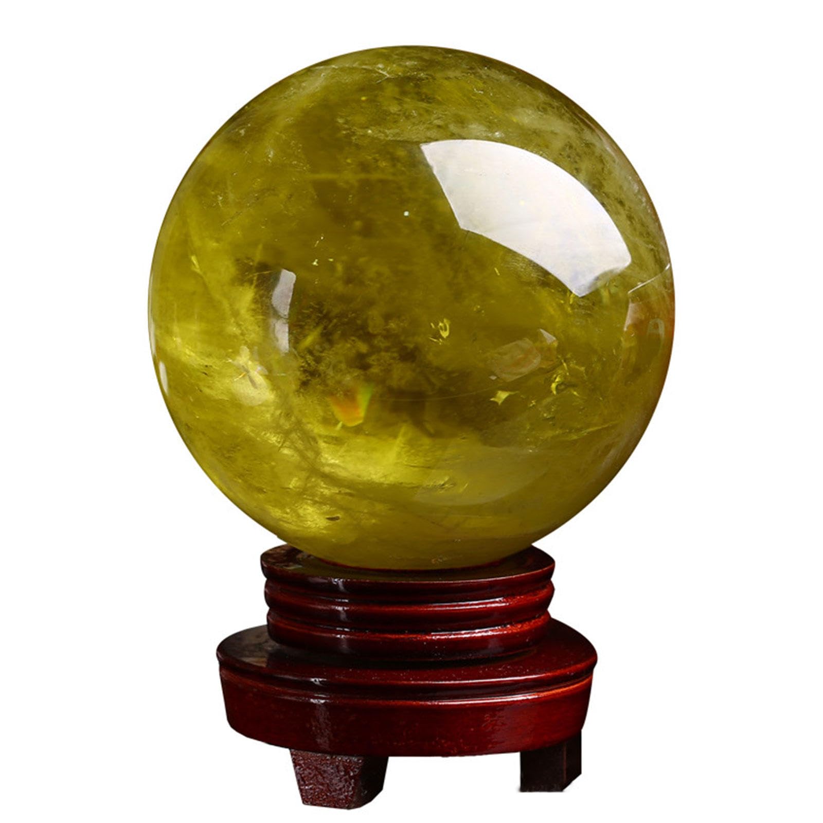 ICXLPMC Crystal Gemstone Ball Polished Quartz Stone Sphere Ornament Crystals for Feng Shui/Decorative/Beginners Gift, 2.36"(60mm),Citrine