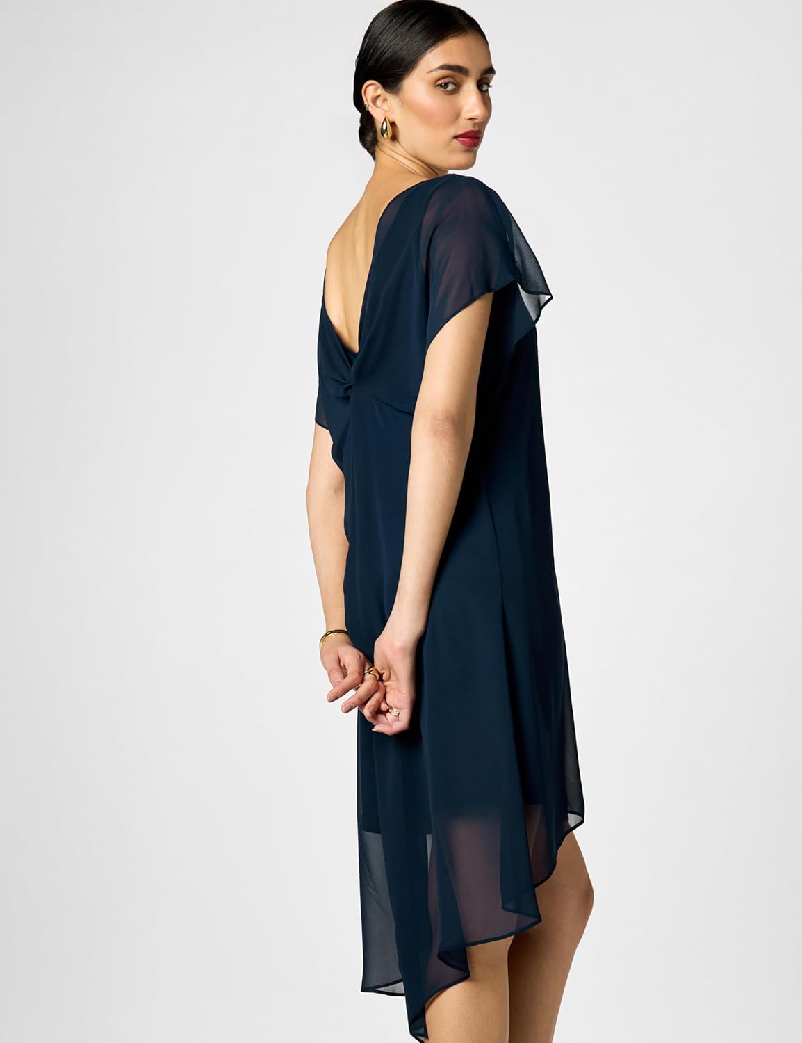 Adrianna Papell Womens Chiffon Overlay Draped Dress - Image 2