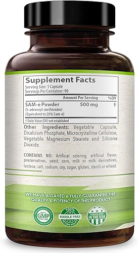 Vista 8 de Healthy Way - Suplemento SAM-e de 500 mg – Cápsulas de S-adenosil-L-metionina de 500 mg de alta resistencia para el cerebro articular, el hígado