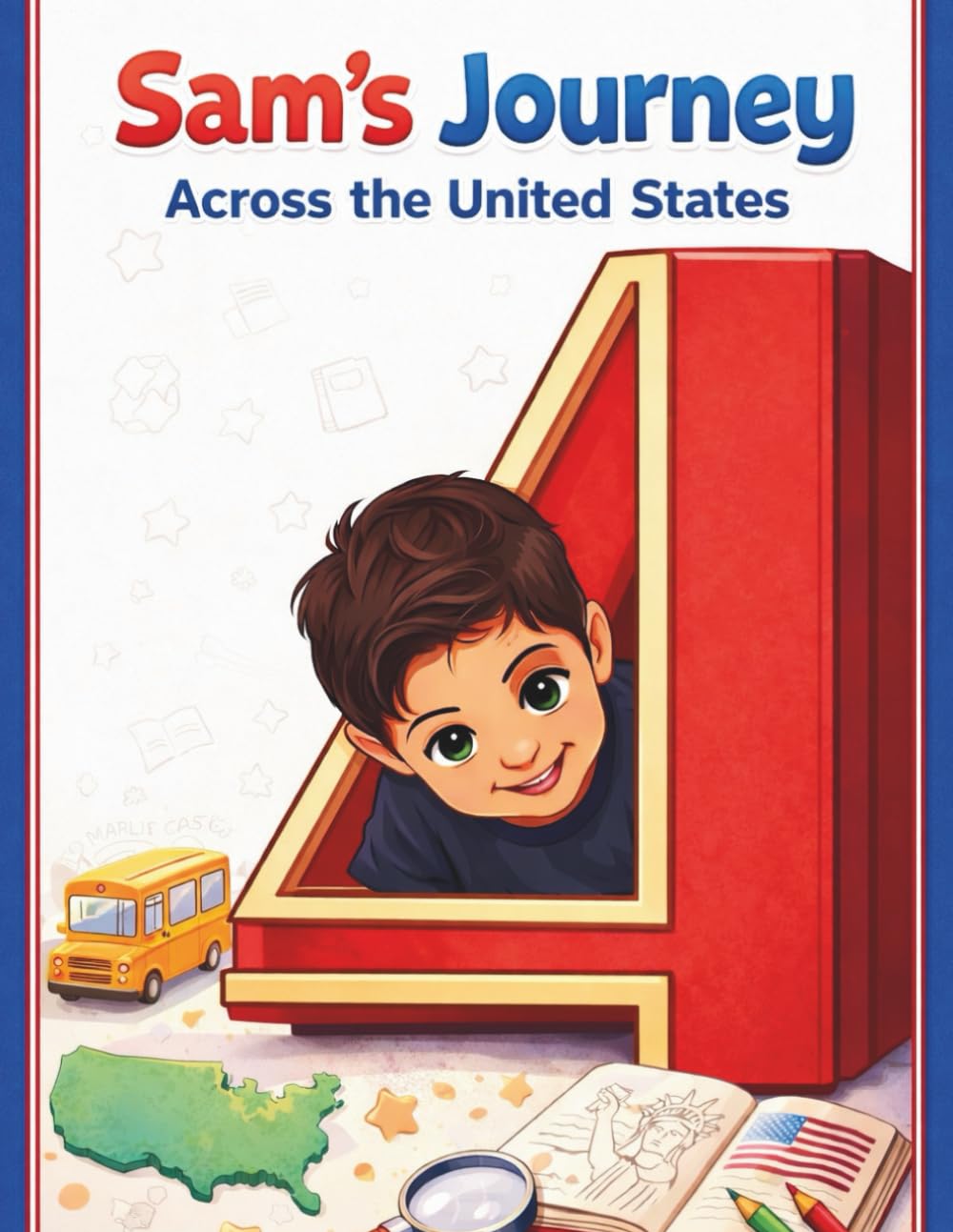 Sam’s Journey Across the United States: A Fun Educational Activity Book with Coloring, Exercises, and Simple Facts