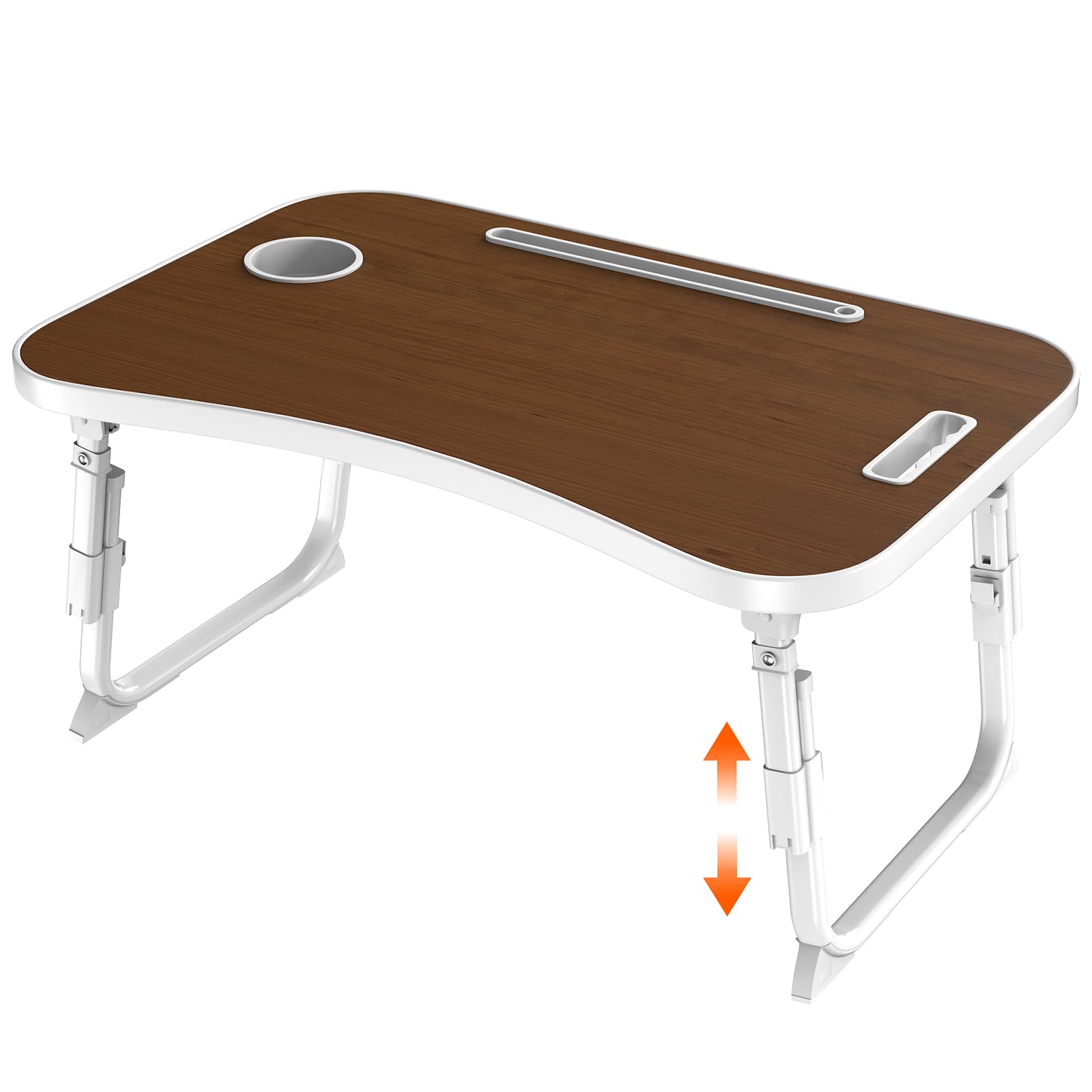 Ronistar Brown Laptop Desk, Laptop Bed Table With Cup Slot, Reading Holder Notebook Stand Breakfast Tray Book Holder For Sofa, Terrace, Balcony