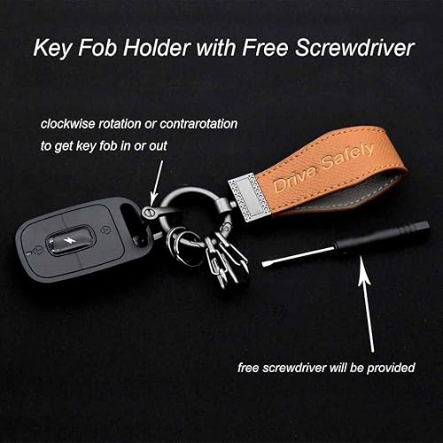 Miniatura 4 de Liangery Llavero de cuero para hombre y mujer con 5 llaveros - Drive Safely Have Fun Llavero titular para llaves