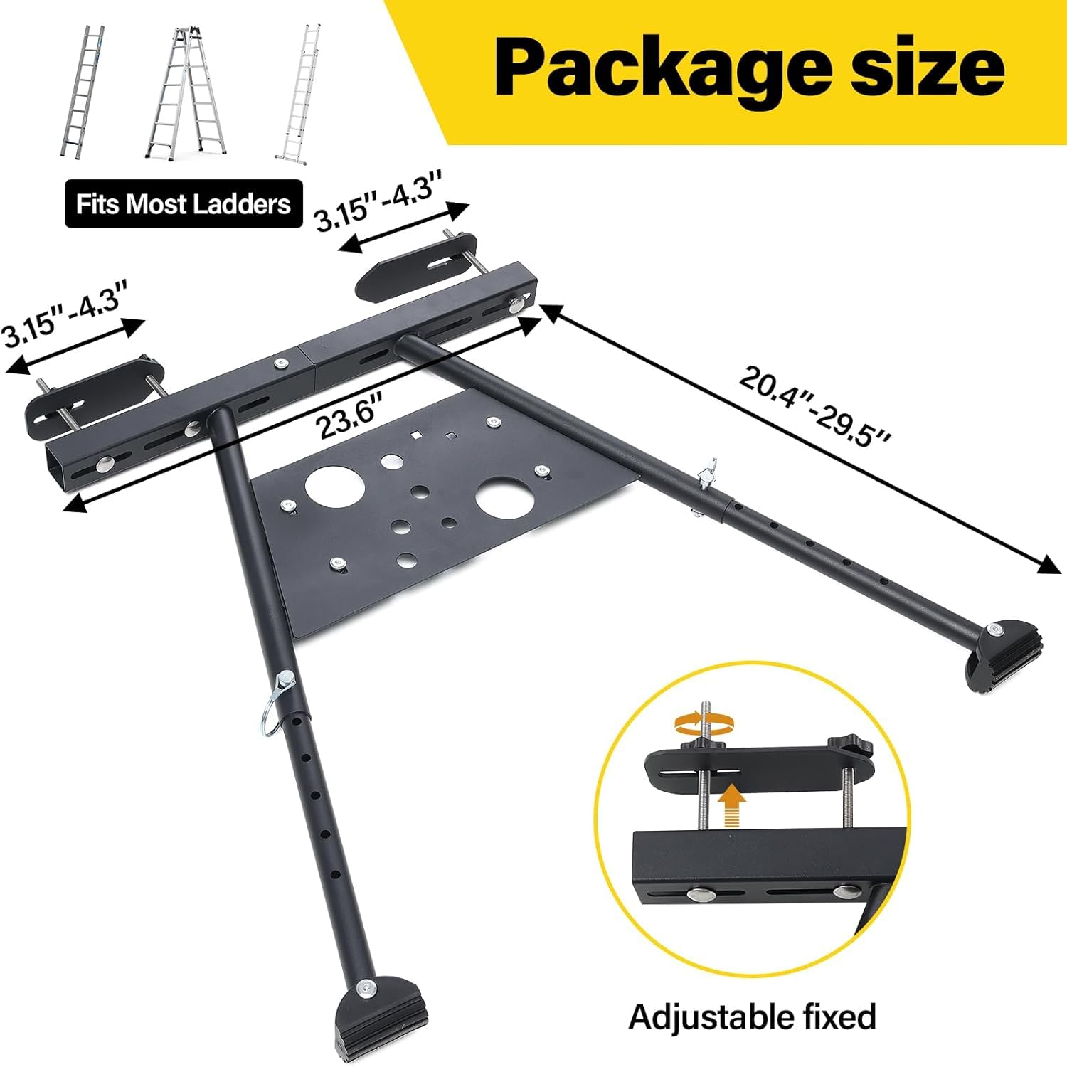 Leiterstabilisator, 51-75cm Leiterstabilisator für Dach mit Einstellbaren Beinenaus Premium-Stahl Trägt bis zu 150kg/Schwarz