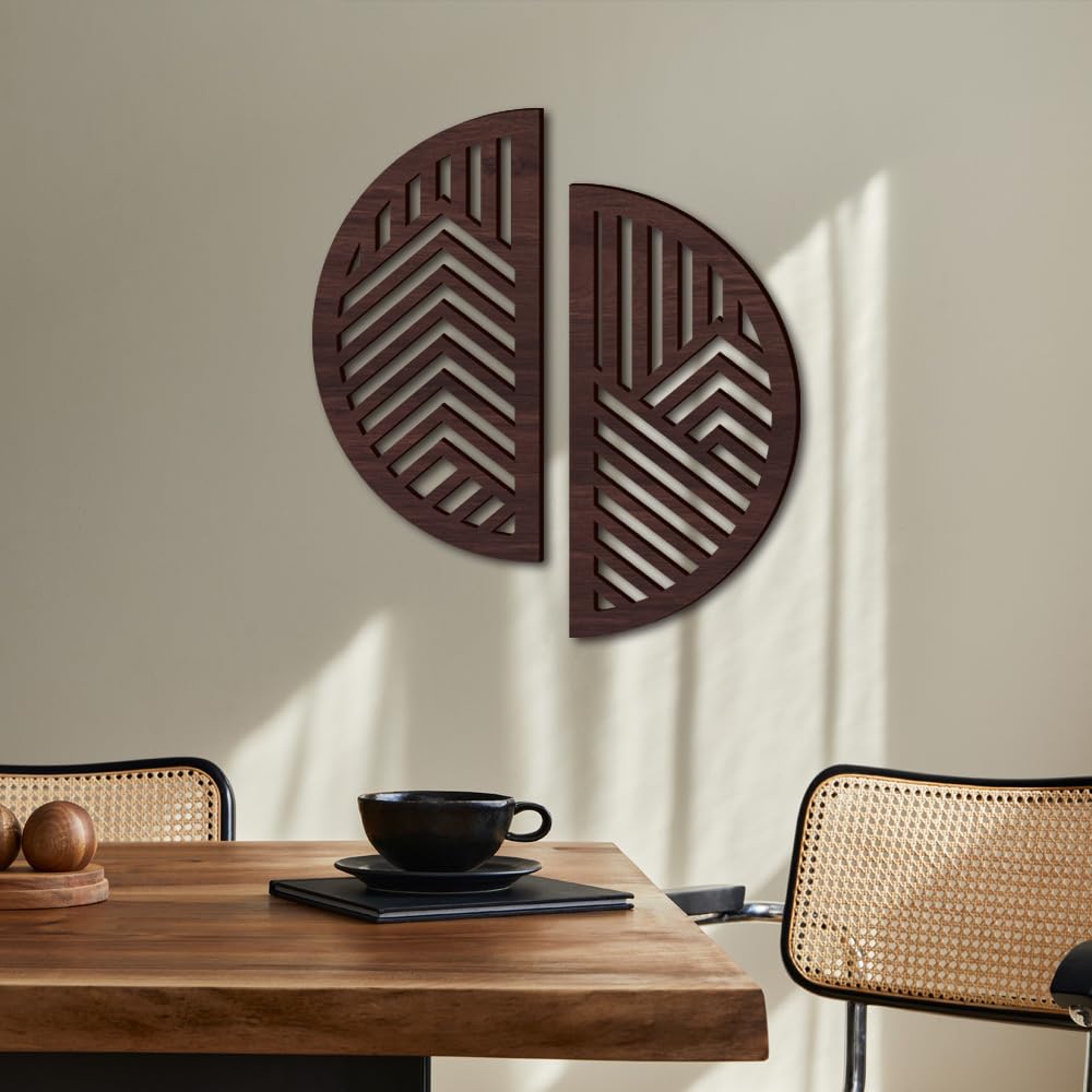 Geometric Wood Wall Art Decor, Modern Mountain Wall Sculptures Hanging Abstract Line Panels Decor - Image 4