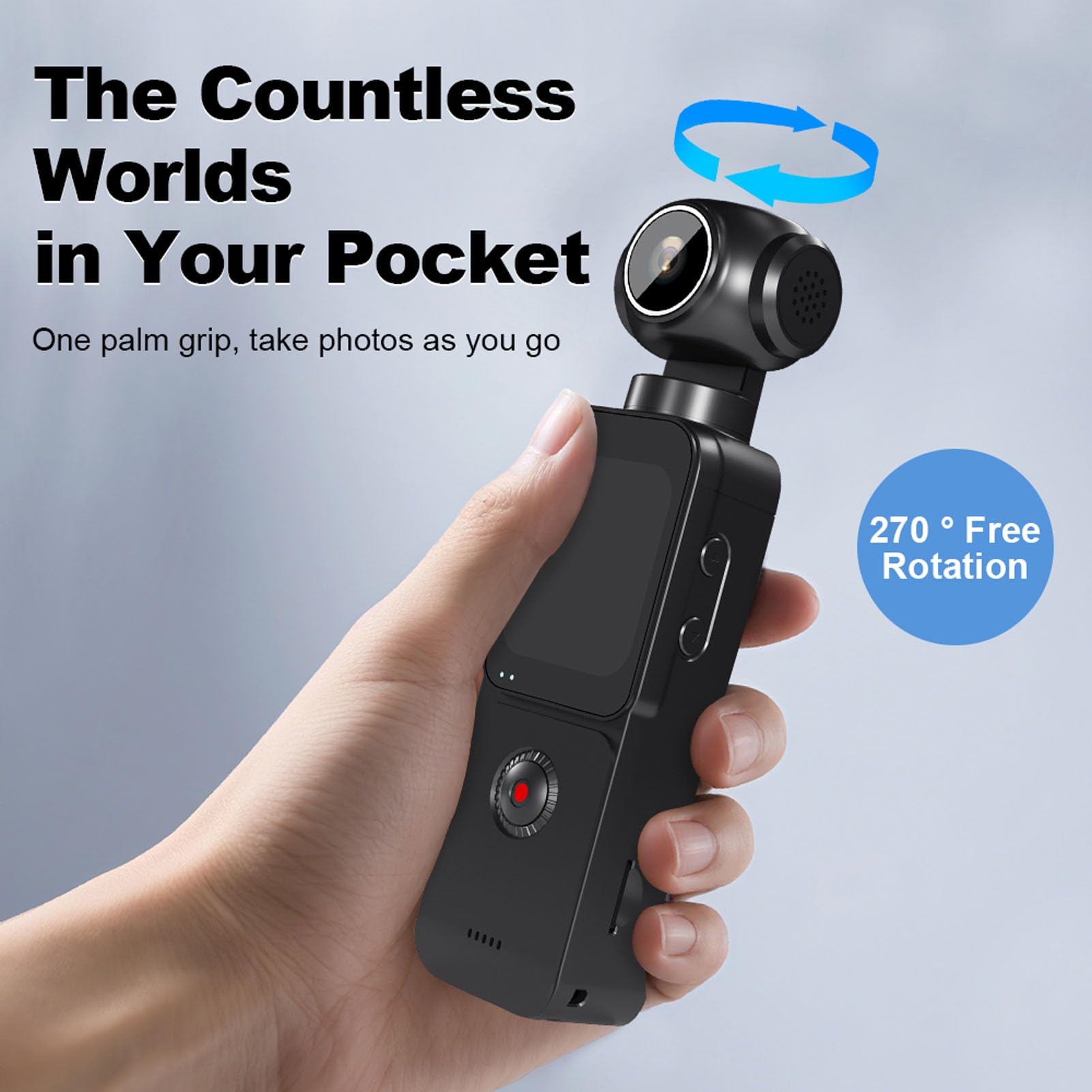 Tosuny Fotocamera Sportiva WiFi 5K, Obiettivo Rotante a 270° con Grandangolo a 150° e Anti-vibrazione EIS, Action Camera con Schermo da 1,69" per Vlog, Ciclismo, Avventure All'aria