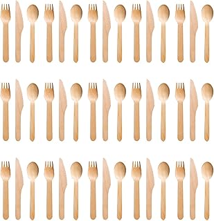 Cabilock Akcesoria kuchenne 1 zestaw drewniane sztućce widelec łyżka zestaw jednorazowe zastawa stołowa artykuły imprezowe do kuchni domowej